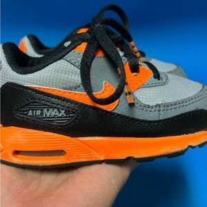 Nike Kids'Air Max Black, Gray, and Orange Sneakers
